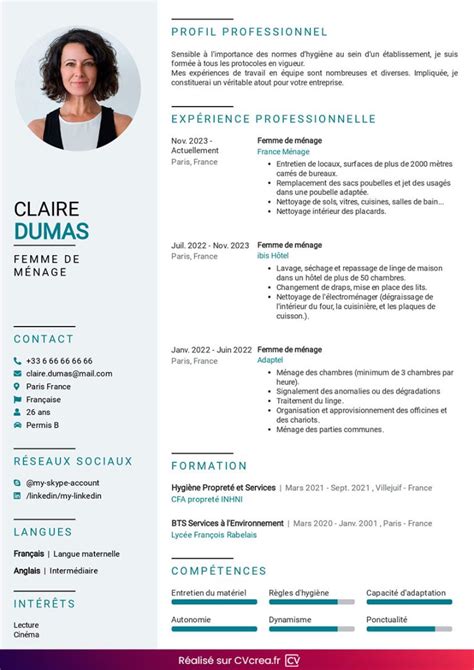 cv femme de ménage|Exemple de CV Femme de Ménage Word。